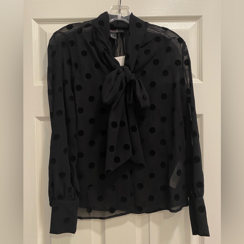 Sheer polka dot blouse